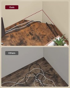 Számítógépasztal, L-alakú sarokasztal, 120 x 130 x 76 cm, rusztikus barna és fekete