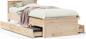 vidaXL tömör fenyőfa ágykeret matrac nélkül fejtámlával 90 x 190 cm