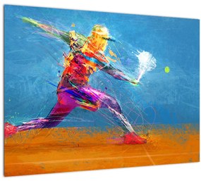 Kép - Festett teniszező (üvegen) (70x50 cm)