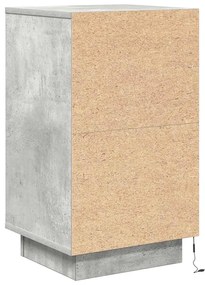 betonszürke éjjeliszekrény LED-világítással 38x34x65 cm