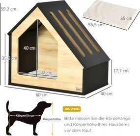 Pawhut Beltéri Kutyaház/barlang párnával, kutyabarlang ferde tetővel, macskaház kistestű kutyáknak 8 kg-ig, barna