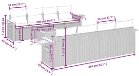 9-részes szürke polyrattan kerti ülőgarnitúra párnákkal