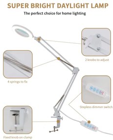 Brilagi - LED Dimmelhető asztali lámpa nagyítóval LED/12W/5V 3000/4200/6000K fehér