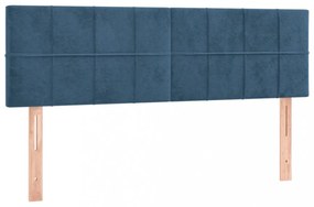 sötétkék bársony LED-es fejtámla 144x5x78/88 cm