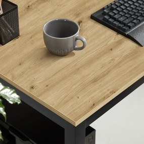 Fekete étkezőasztal tölgy artisan dekoros lappal TESSA 120x60 cm