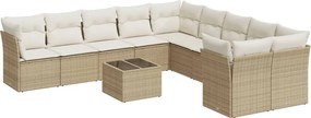 vidaXL 11 részes bézs polyrattan kerti ülőgarnitúra párnákkal