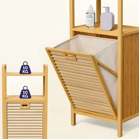 Bambusz polc 36 literes billenő szennyeskosárral - 95 x 40 x 30 cm