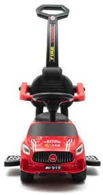 Zenélő bébitaxi vezetőrúddal Baby Mix TŰZOLTÓK piros