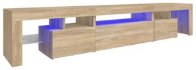 sonoma tölgy színű TV-szekrény LED-lámpákkal 215x36,5x40 cm