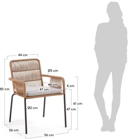 Samt acélszerkezetű és kötélhúrozású kerti szék - Kave Home