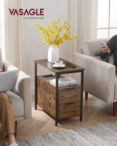 Oldalasztal, éjjeliszekrény beépített elosztóval barna és fekete színben