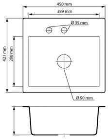 Gránit mosogató NERO Uno + Design csaptelep (bézs)