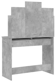 betonszürke fésülködőasztal tükörrel 96 x 39 x 142 cm