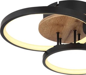 Globo 67273-30 Mennyezeti lámpa fém fekete matt, MDF fa sötét, fém fekete matt, műanyag fehér, HxSzxM: 400x380x105mm, LED 30W 230V, 3900lm bemenet, 1500lm kimenet, 3000K