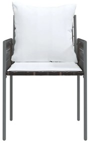 4 db barna polyrattan kerti szék párnával 54x61x83 cm