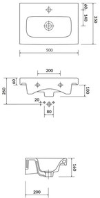 Cersanit K116-008 - MODUO SLIM 35x50 cm beépíthető mosdó, kerámia, fényes fehér