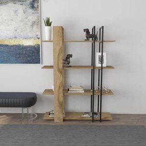 Onno könyvespolc, tölgy-fekete, 120 cm
