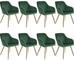 tectake 404005 8 marilyn bársony kinézetű szék, arany színű - sötétzöld/arany