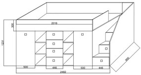 Kombinált gyerekágy 90 cm Kesa 3 (beton + wotan tölgy) (J). 1085827