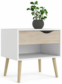 Fehér éjjeliszekrény tölgy sonoma dekorral OSLO 75394