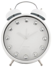 Karlsson 6019WH dizájner asztali óra/ébresztőórafehér, átmérő: 30 cm
