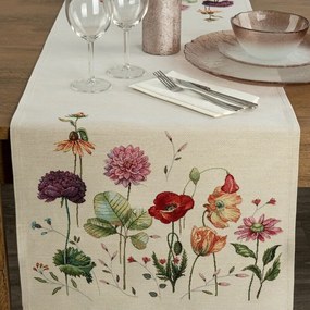 Mezei virágmintás gobelin asztali futó Krémszín 45x140 cm +/-5%