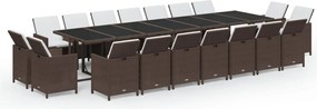 vidaXL 19 részes barna polyrattan kerti étkezőgarnitúra párnákkal