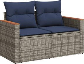 vidaXL kétszemélyes szürke polyrattan kerti kanapé párnákkal