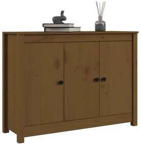 mézbarna tömör fenyőfa tálalószekrény 100 x 35 x 74 cm