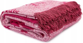 Akril pamut takaró 150x200 Karácsonyi bordó rénszarvasok