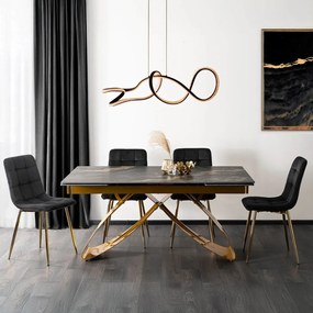 Stół LUIGI Ceramiczny Rozkładany 160-240 cm Czarno-Złoty márvány/Złoty