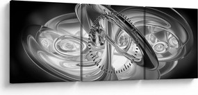 Modern szürke absztrakció képe (órával) (90x30 cm)