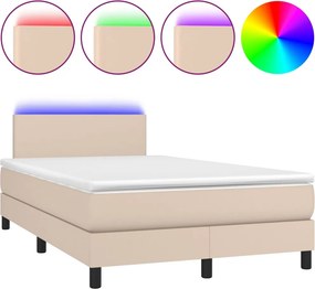 vidaXL cappuccino színű műbőr rugós és LED-es ágy matraccal 120x190 cm