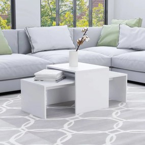 Fehér szerelt fa dohányzóasztal szett 100 x 48 x 40 cm