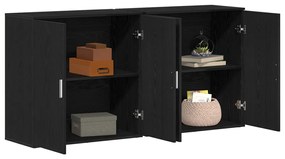 2 db fekete tölgy oldalszekrény 79x38x80 cm rétegelt fa