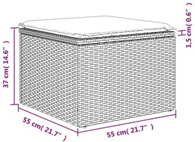 világosszürke polyrattan kerti szék párnával 55 x 55 x 37 cm