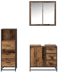 Fürdőszoba bútor szett 3 pcs Régi fa 35 x 37.5 x 100 cm Faanyag