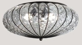 SIRU - Mennyezeti lámpa ACCADEMIA 3xE27/60W/230V átlátszó/fekete Velencei üveg