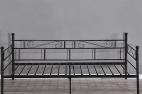 Fém kanapé - egyszemélyes ágy, fekete, 90x200, ROZALI