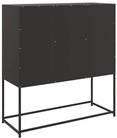 fekete acél tálalószekrény 100,5 x 39 x 107 cm