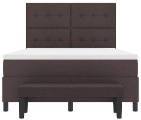 vidaXL Box Spring Ágy Ágybetéttel és Pad Sötétbarna 160x200 cm Szövet