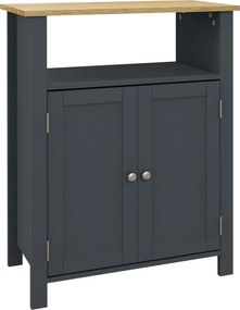 kleankin Fürdőszobai Szekrény 3 Polccal MDF-ből és Forgácslapból, Állítható Belső Polccal és 2 Kiemelt Ajtóval, 60x30x80.5 cm, Szürke és Fa Szín | Aos
