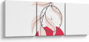 Kép - Rózsaszín virágos absztrakció N⁰2 (órával) (90x30 cm)