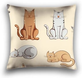 Mikroszálas párnahuzat COLORED CATS 45x45 cm, krém színű