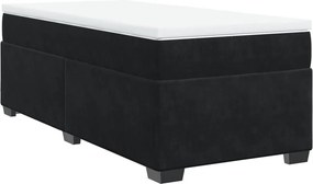 vidaXL fekete bársony rugós ágy matraccal 80 x 200 cm