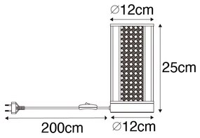 Keleti asztali lámpa fehér rattannal 12 cm - Akira