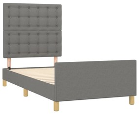 sötétszürke szövet ágykeret fejtámlával 90 x 200 cm
