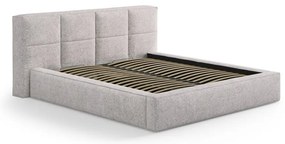 Bézs kárpitozott ágyneműtartós franciaágy ágyráccsal 140x200 cm Simon Darren – Micadoni