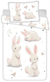 Pamut ágynemű babaágyba BUNNIES fehér Ágyneműhuzat mérete: 40 x 60 cm | 100 x 135 cm