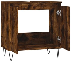 Füstös tölgy színű szerelt fa fürdőszobaszekrény 58x33x60 cm